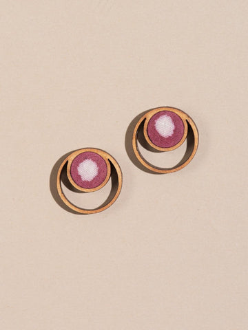 Batik Wood Stud Earrings Pink