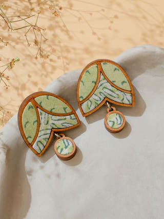 Green Bloom Repurposed Fabric and Wood Studs