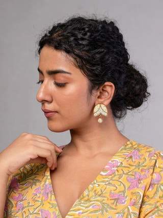 Green Bloom Repurposed Fabric and Wood Studs