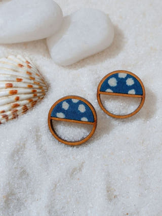 Indigo Blue Repurposed Fabric and Wood Stud
