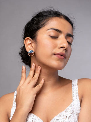 Indigo Blue Repurposed Fabric and Wood Stud
