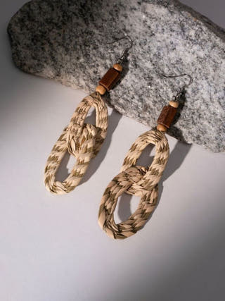 Sabai Grass Handweaving Loop  Earrings