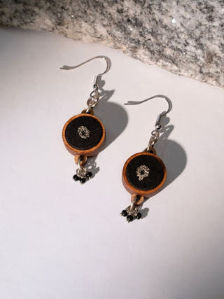 Black Fabric and Repurposed Wood Danglers