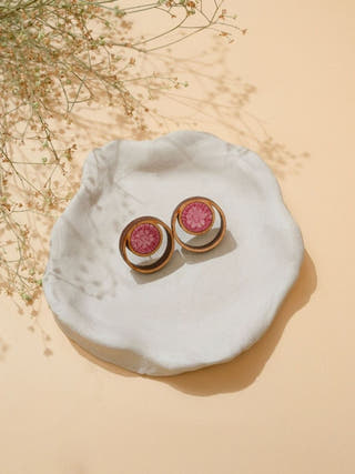 Pink Repurposed Fabric and Wood studs