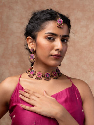 Multicolor Kantha Silk Fabric and Repurposed Wood Earrings