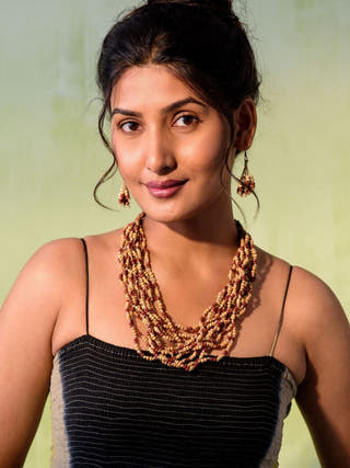 Handmade Multilayer Adjustable Jute, Wooden Beads and Glass Beads Necklace
