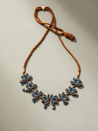 Wood Lotus Choker Teal WHE