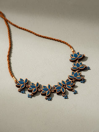 Wood Lotus Choker Teal WHE