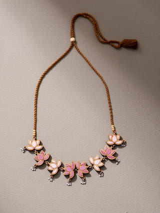 Wood Statement Lotus Choker In Pink WHE