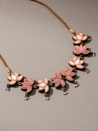 Wood Statement Lotus Choker In Pink WHE