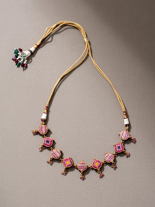 Wood Choker Necklace In Pink WHE