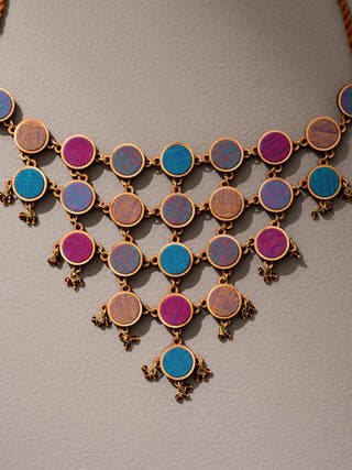 Wood Multicoloured Necklace Violet WHE