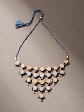 Wood Necklace In Grey, Gold And Silver WHE