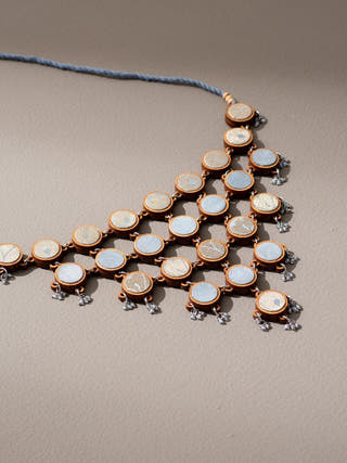 Wood Necklace In Grey, Gold And Silver WHE