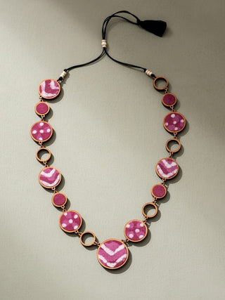 Wood Reversible Necklace  Pink And Black WHE
