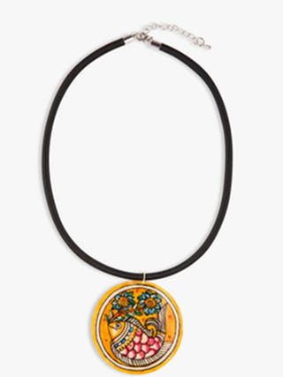 Madhubani Fish Leather Puppet Choker Pendant