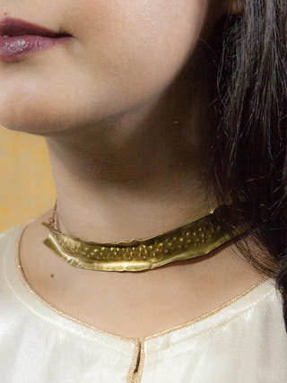 Bark and Dinted Choker Set Gold Juju By Grishma