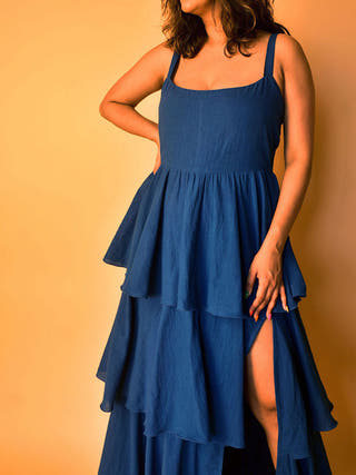 Aria Slit Dress Blue Why So Blue
