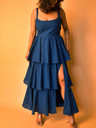 Aria Slit Dress Blue Why So Blue