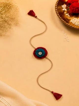 Handmade Fabric Flower Rakhi Combo | Set of 2