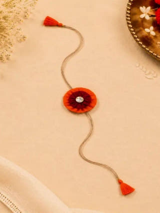 Handmade Fabric Flower Rakhi Combo | Set of 2