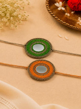 Handmade Crochet Mirror Rakhi Combo | Set of 2