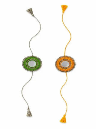 Handmade Crochet Mirror Rakhi Combo | Set of 2