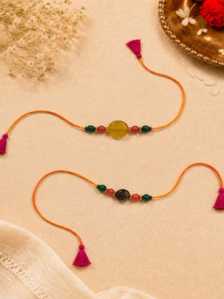 Handmade Genuine Gemstone Rakhi Combo