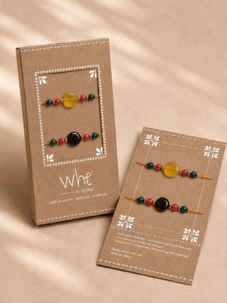 Handmade Genuine Gemstone Rakhi Combo