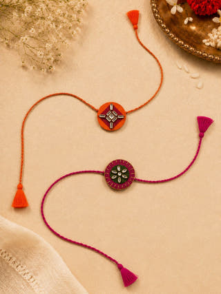 Handmade Kundan Rakhi Combo | Set of 2