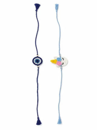 Handmade Crochet Unicorn & Evil Eye Rakhi Combo | Set of 2