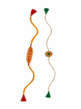 Handmade Yellow Crochet Rakhi Combo | Set of 2