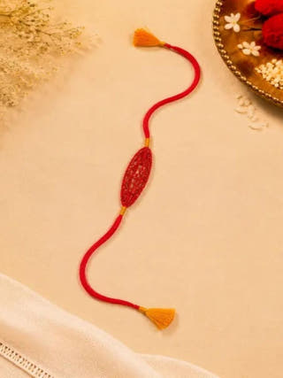 Orange Handmade Crochet Rakhi Combo | Set of 2