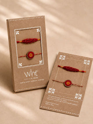 Orange Handmade Crochet Rakhi Combo | Set of 2