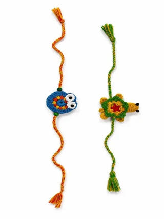 Handmade Crochet Turtle & Owl Rakhi Combo | Set of 2