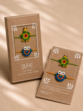 Handmade Crochet Turtle & Owl Rakhi Combo | Set of 2
