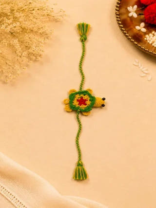 Handmade Crochet Frog & Turtle Rakhi Combo | Set of 2