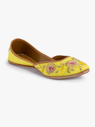 Lemon Luxe Genuine Leather Punjabi Jutti for Women