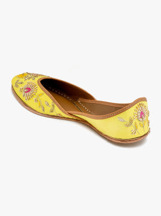 Lemon Luxe Genuine Leather Punjabi Jutti for Women