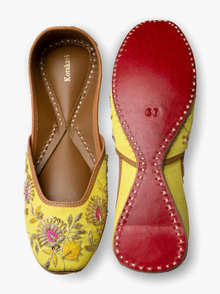 Lemon Luxe Genuine Leather Punjabi Jutti for Women