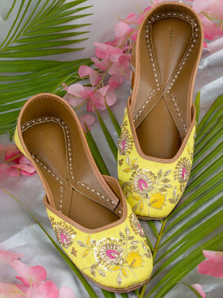 Lemon Luxe Genuine Leather Punjabi Jutti for Women