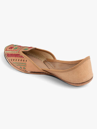 Artsy Beige Genuine Leather Punjabi Jutti for Women