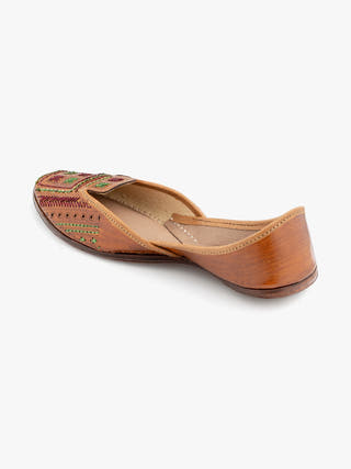 Artsy Tan Genuine Leather Punjabi Jutti for Women
