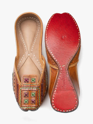 Artsy Tan Genuine Leather Punjabi Jutti for Women