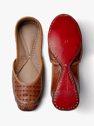 Walnut Coffee Genuine Leather Punjabi Jutti for Women