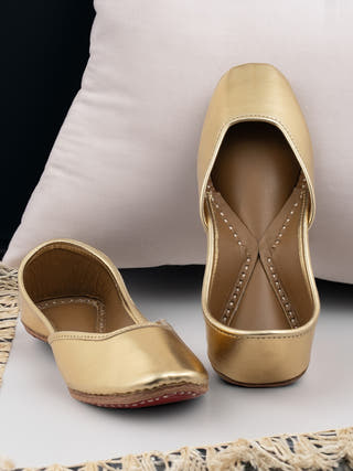 Gold Dust Genuine Leather Punjabi Jutti for Women