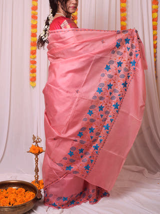 Sozni Work Kashmiri Saree Pink Forsarees