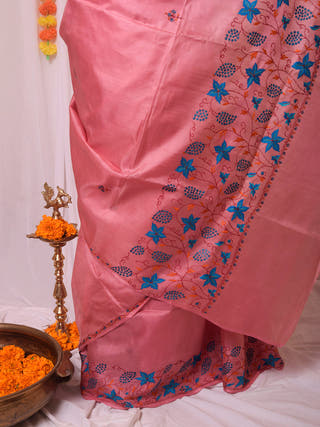 Sozni Work Kashmiri Saree Pink Forsarees