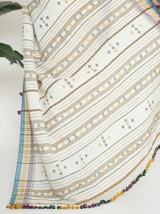 White Linen Bhujodi Saree