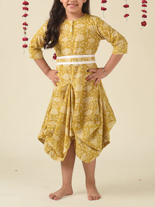 Firefly Cowl Dress With Belt Mustard The Cotton Staple